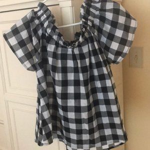 Black & White Gingham Off the Shoulder Top